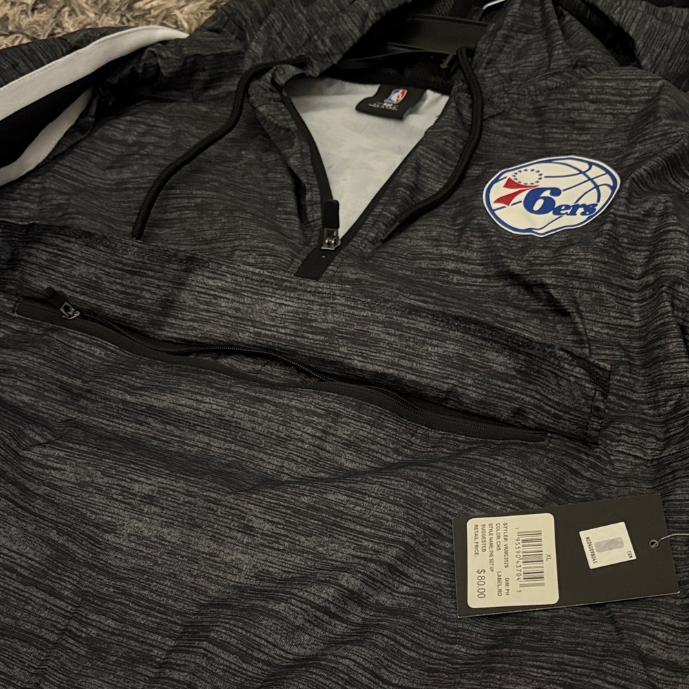 Philadelphia 76ers Pullover Windbreaker Hoodie US Men’s XL - Picture 5 of 6